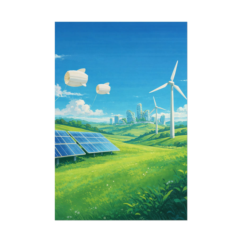 Solarpunk Landscape Poster
