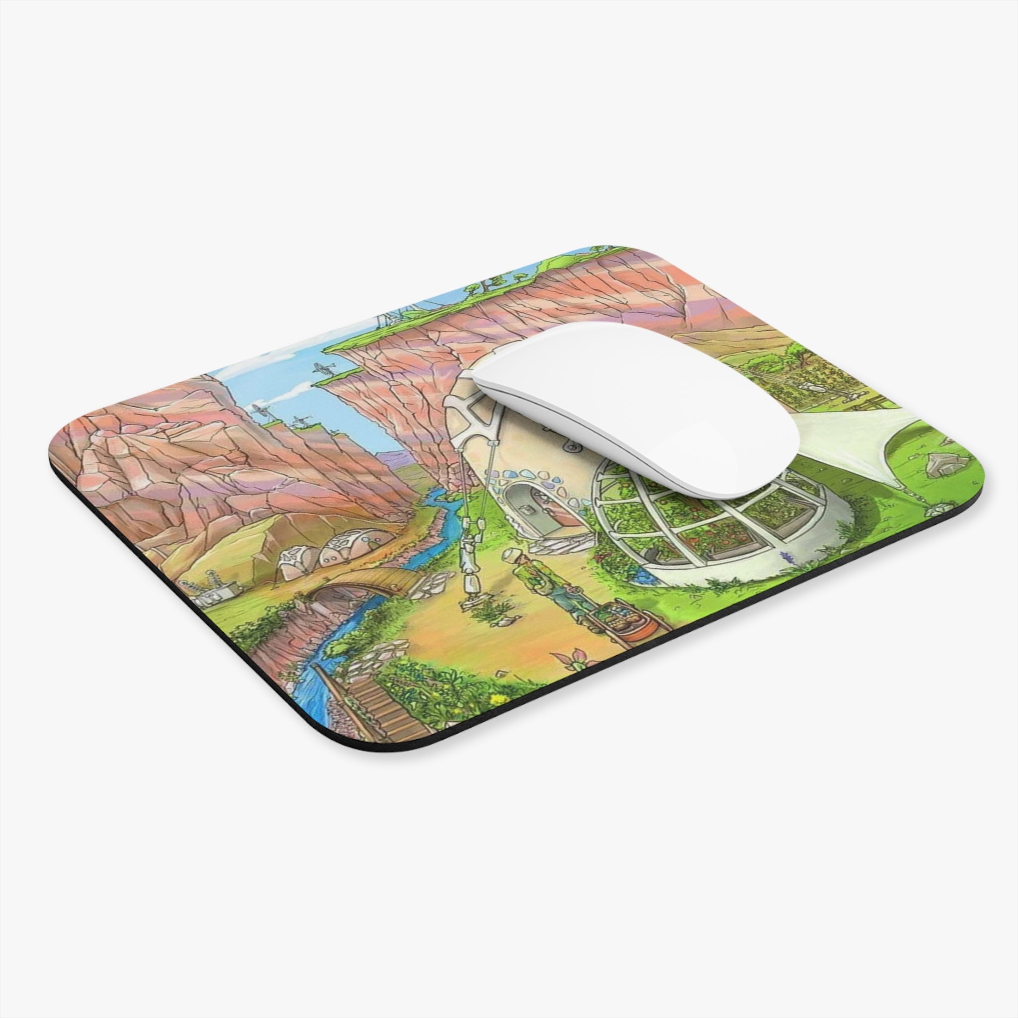 Solarpunk Cozy Dome House Mouse Pad