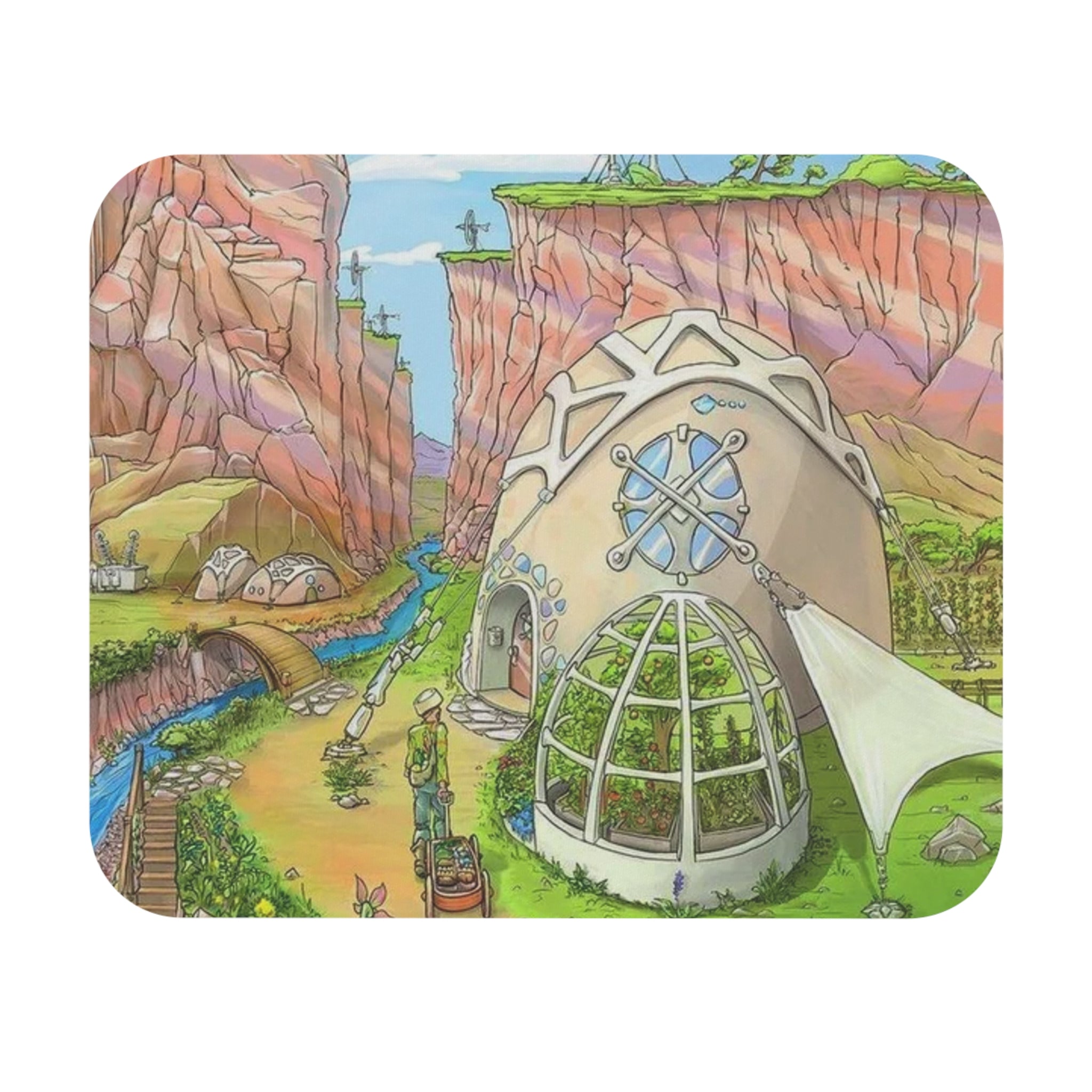 Solarpunk Cozy Dome House Mouse Pad